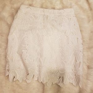 White lace mini skirt